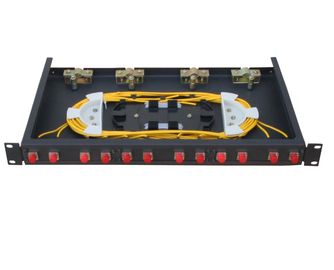 Fixed type Rack Mounted terminal box FC connector  12 ports  Fiber Optic Patch Panel 24 fiber black cold-rolling sheet